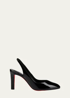 Christian Louboutin85mm Fannylove Patent Leather Slingback Pumps