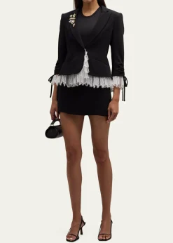 Cinq a SeptLe Petit Lace and Brooch Roxie Blazer