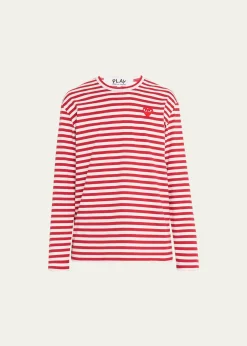 Comme des GarconsMen's Striped T-Shirt with Small Heart
