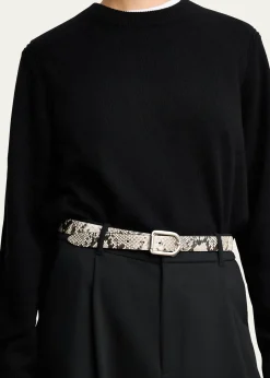 DehancheMija Snake-Embossed Leather Skinny Belt