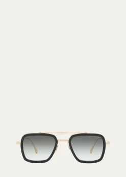 DitaMen's Flight 006 Double Bridge Metal Aviator Sunglasses