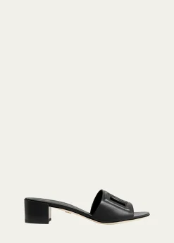 Dolce&Gabbana40mm DG Cutout Leather Slide