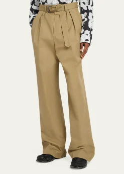 Dries Van NotenMen's Belted Loose Cotton Trousers