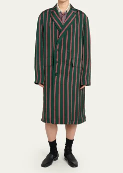 Dries Van NotenMen's Striped Viscose-Silk Coat