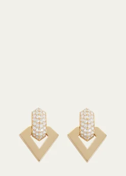 Dries Criel18k Yellow Gold Diamond Brute Pendant Earrings