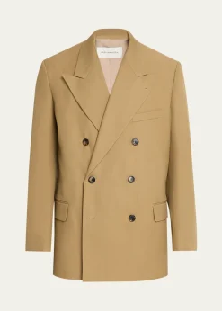 Dries Van NotenMen's Cotton Peak Lapel Double-Breasted Sport Coat