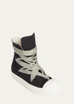 DRKSHDW RICK OWENSMen's Megalace Canvas High-Top Sneakers