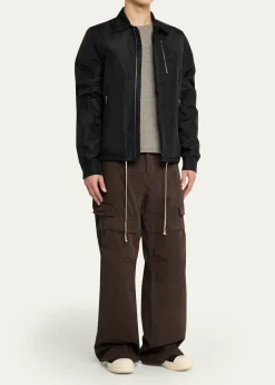 DRKSHDW RICK OWENSMen's Nylon Hidden-Zip Front Shirt Jacket