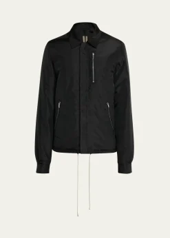 DRKSHDW RICK OWENSMen's Nylon Hidden-Zip Front Shirt Jacket