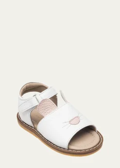 ElephantitoGirl's Bunny Leather Flat Sandals, Baby