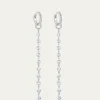 64 Facets18K White Gold Single Tassel Earrings with Diamonds, 3"L