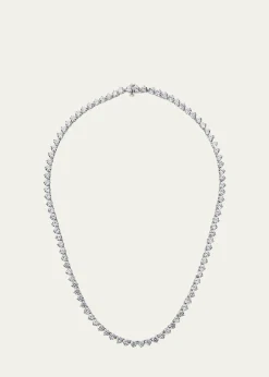 Fantasia by DeSerio0.25 Carats Per Station Three-Prong CZ Tennis Necklace