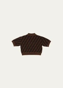 Fendi Girl's Monogram-Print Polo Shirt, Size 8-14
