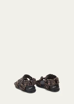Fendi Girl's Ruched Logo Hiking Sporty Sandals, Baby