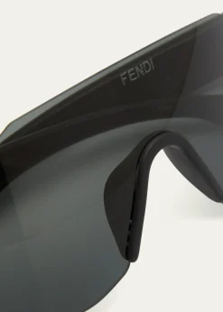 FendiMen's FF-Logo Rimless Shield Sunglasses