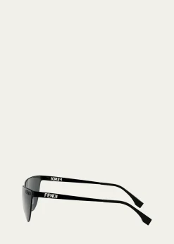 FendiMen's Logo Cutout Metal Cat-Eye Sunglasses