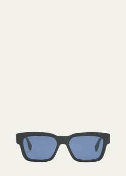 FendiMen's O'Lock Acetate Rectangle Sunglasses
