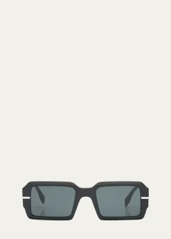 FendiMen's Raised Logo Rectangle Sunglasses