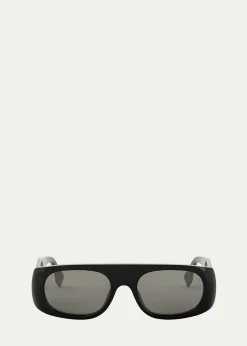 FendiMen's Signature Acetate and Nylon Rectangle Sunglasses