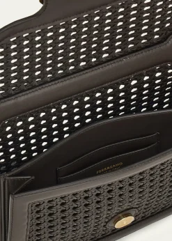 FerragamoDouble Gancini Woven Leather North-South Crossbody Bag