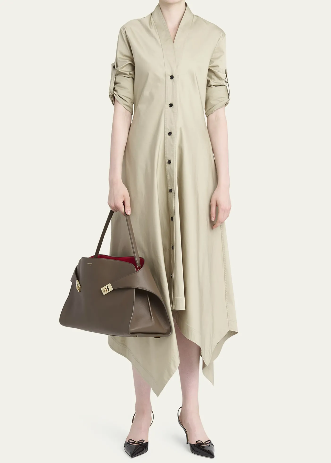FerragamoLarge Hug Soft Bicolor Shoulder Bag