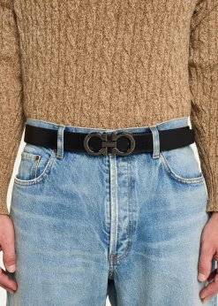 FerragamoMen's Double Adjustable Leather Gancini Belt