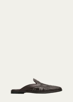 FerragamoMen's Double-Stitched Leather Slide Mules