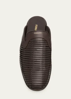 FerragamoMen's Double-Stitched Leather Slide Mules