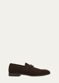 FerragamoMen's Foster Textured Suede Gancini Bit Loafers