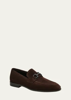 FerragamoMen's Foster Textured Suede Gancini Bit Loafers