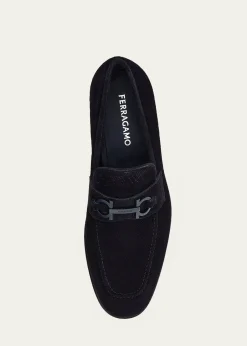 FerragamoMen's Foster Textured Suede Gancini Bit Loafers