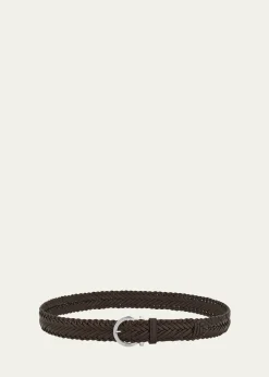 FerragamoMen's Gancini-Buckle Woven Leather Belt