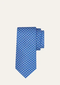 FerragamoMen's Sailboat-Print Silk and Wool Tie