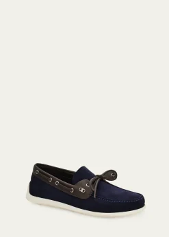 FerragamoMen's Bahia Suede Leather-Trim Boat Shoes