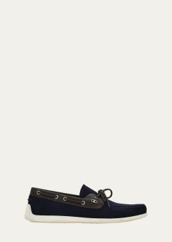 FerragamoMen's Bahia Suede Leather-Trim Boat Shoes
