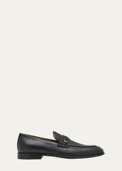 FerragamoMen's Desio Gancio Ornament Grained Leather Penny Loafers
