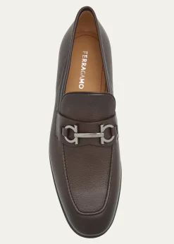 FerragamoMen's Foster Grained Leather Gancini Bit Loafers