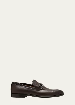 FerragamoMen's Foster Grained Leather Gancini Bit Loafers