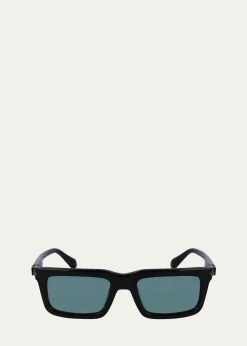 FerragamoMen's Prisma Modified Acetate Rectangle Sunglasses, 53mm