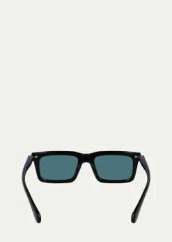 FerragamoMen's Prisma Modified Acetate Rectangle Sunglasses, 53mm