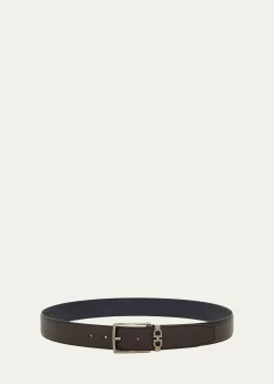 FerragamoMen's Reversible Hammered Leather Belt