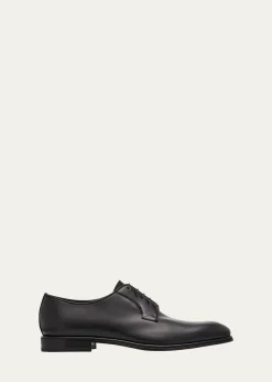 FerragamoMen's Stefano Almond-Toe Leather Derby Shoes