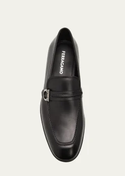 FerragamoMen's Terence Calfskin Gancini Saddle-Strap Loafers