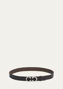 FerragamoMoufflon Adjustable & Reversible Double-Gancini Buckle Leather Belt