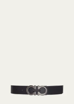 FerragamoMoufflon Adjustable & Reversible Double-Gancini Buckle Leather Belt