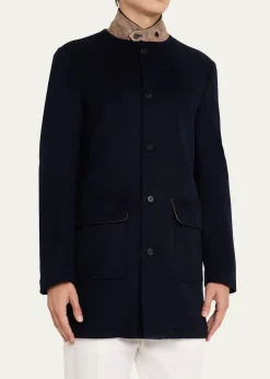 FioroniMen's Wool Suede-Collar Overcoat