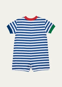 Florence EisemanBoy's Sailboat Applique Stripe Knit Shortall, Size 3M-24M