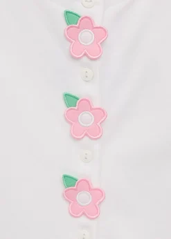 Florence EisemanGirl's Flower Applique Cotton Cardigan, Size 3M-7