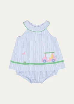 Florence EisemanGirl's Golf Cart Seersucker Skirted Romper, Size 3M-24M