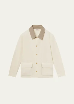 FRAMEMen's Corduroy-Collar Canvas Shirt Jacket
